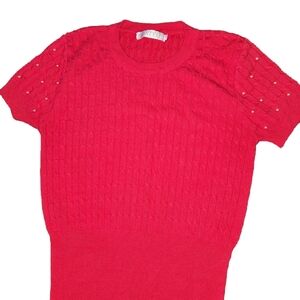 Vibrant Red Cable Knit Sweater